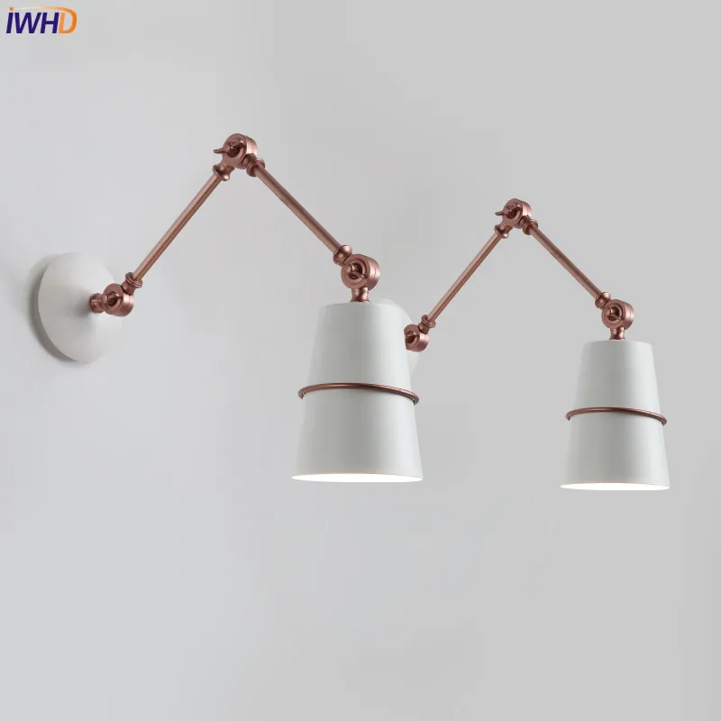 

IWHD Nordic Iron Swing настенный светильник с длинным кронштейном гостиная рядом с лампой современные светодиодные Настенные светильники