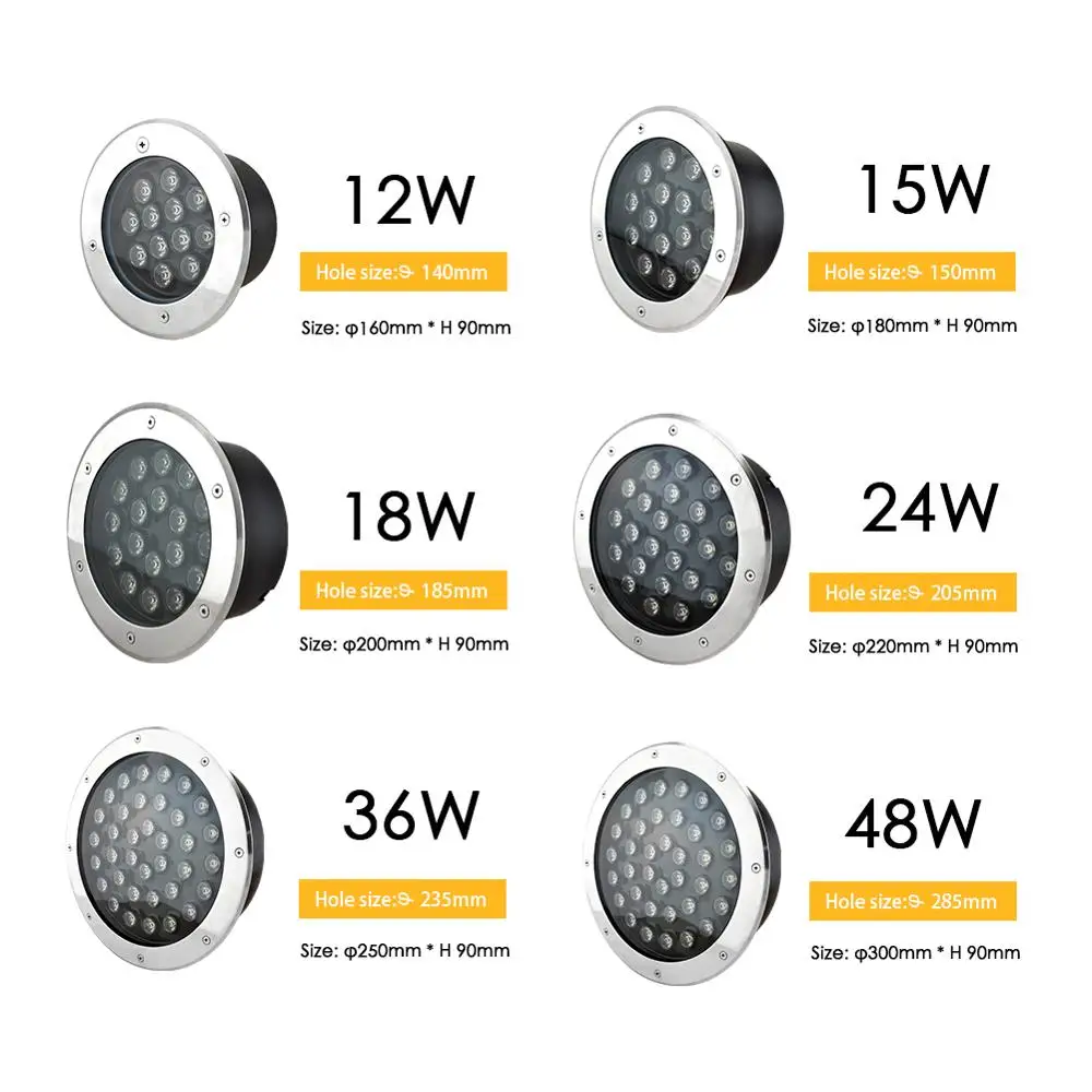 Led Ondergronds Licht Ip68 Waterdicht Spot Licht 85-265V Vloerlamp Buiten Grond Tuin Vierkant Pad