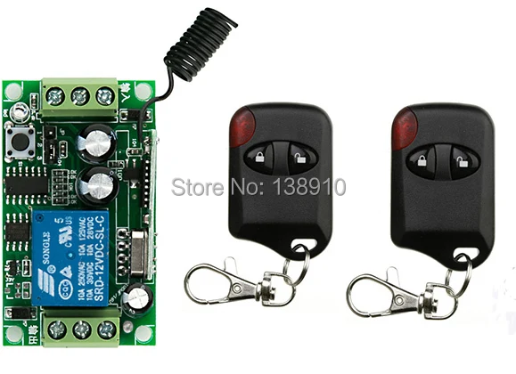 

Hot Sales DC 12V 10A 1CH Wireless RF Remote Control Switch 2* cat eye Transmitter+ 1*Receiver light /lamp/ window/Garage Doors