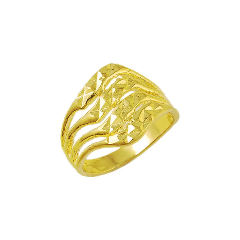 Fashion Design Gold Color Finger Rings Women Wedding Jewelry Ring Gold Filled Golden Rings Size 6 7 8 9 R002 image 2
