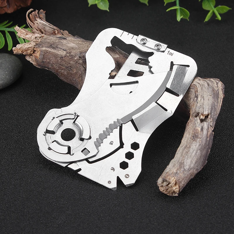 

Creative wolf head Fly-Off multi-function combination tool 440 stainless steel wallet card knife EDC portable pocket tools 1PCS