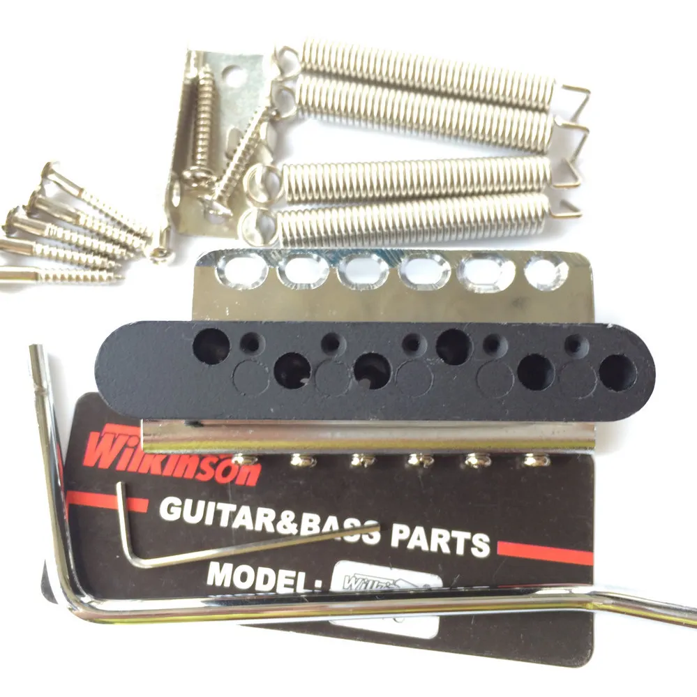 Wilkinson ST electric guitar Tremolo System Bridge + Bent Steel Saddles WV6 Chrome Silver Gold