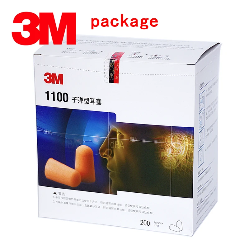 3M 1100ปลั๊กอุดหูความปลอดภัยของแท้3M Protectores Auditivos ฟองน้ำ Earplugs กันเสียง3ขายวิธีการ