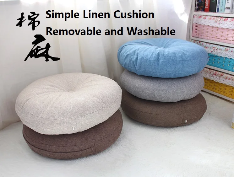 Simple Linen Cushion, Thicker Futon, Round Float Cushion, Balcony Large Cushion