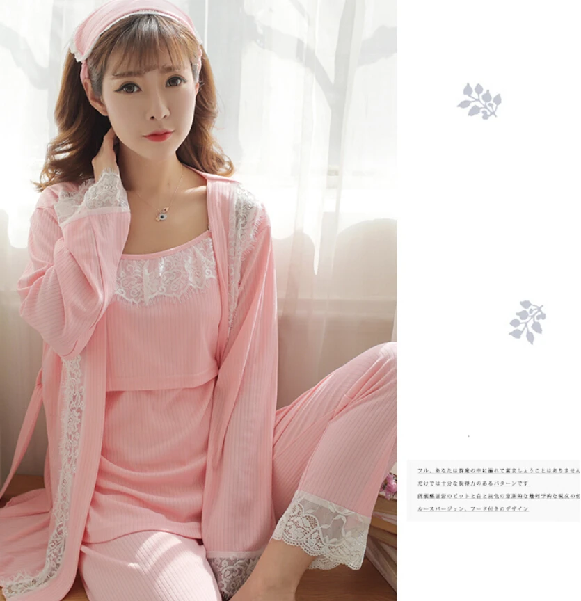 Sexy Maternity Nursing Pajamas Cotton Breastfeeding Sleepwear Clothes for Pregnant Women Spring Autumn Pregnancy Nightwear