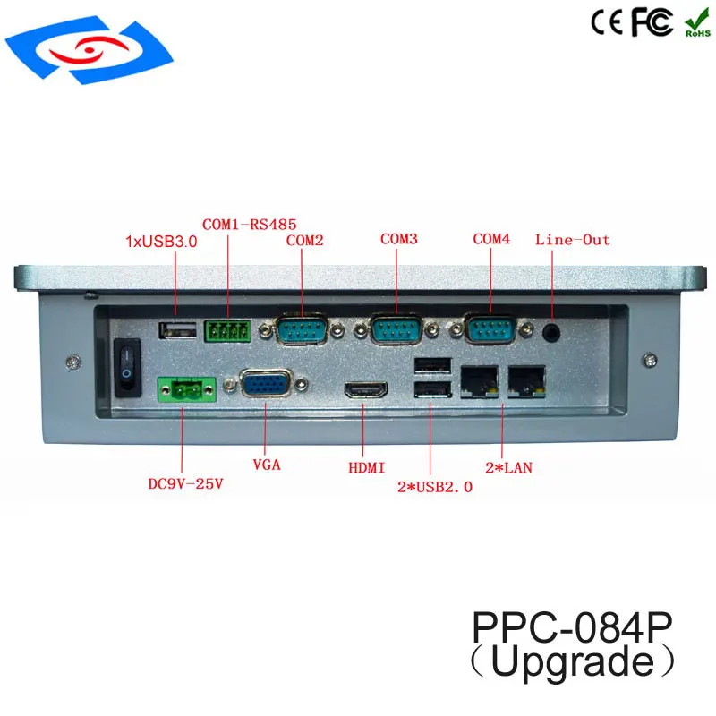 

8.4 inch Embedded Fanless Industrial 4-Wire China Resistive All In One PC For Factory Automation PPC-084P Upgrade