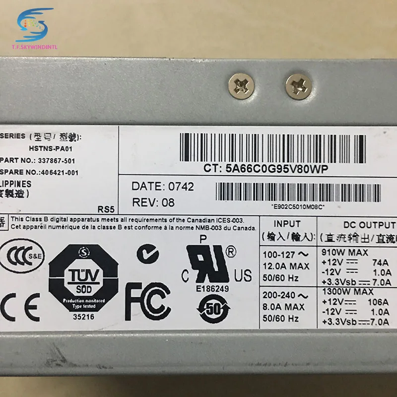 

Free Ship ,1300w Server Power Supply 406421-001 337867-501 For DL580G3 580G4 ML570G3/570G4