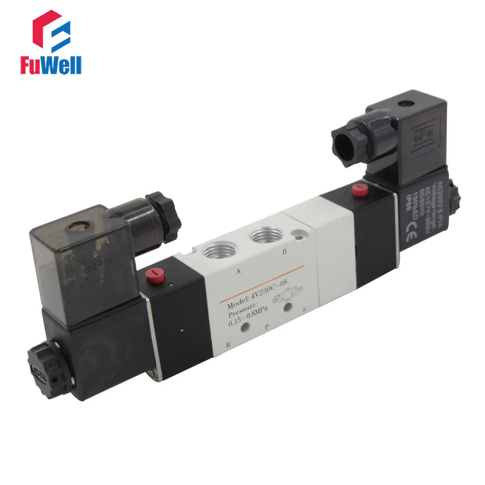 4V230C-08 Pneumatic Solenoid Valve DC12V Double Coil Port PT1/4