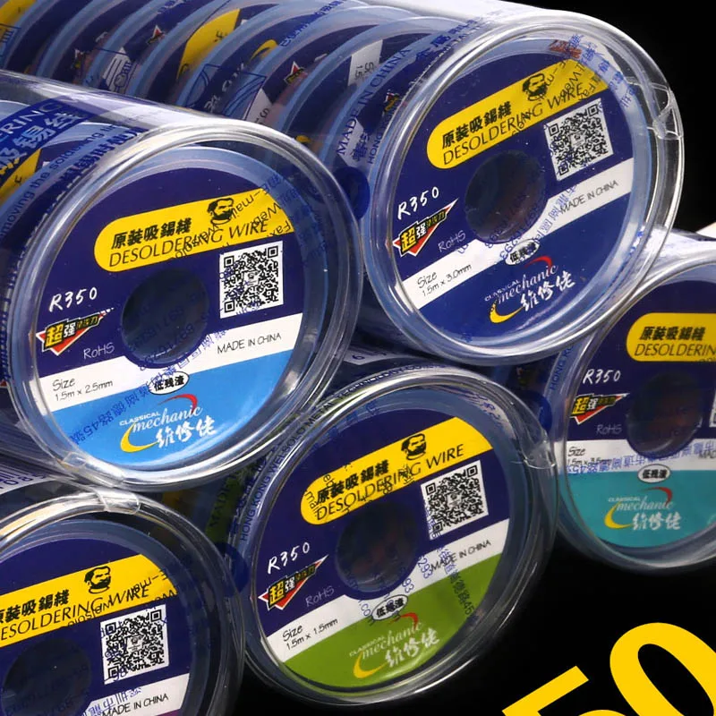 Mechanic solder wick desoldering braid 1.5 2.0 2.5 3.0 3.5mm pcb bga 솔더링 수리 도구 1.5 m 용 구리 와이어 제거