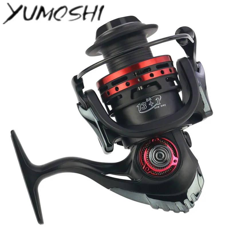 YUMOSHI Spinning Fishing Reel 1000 2000 3000 4000 13+1BB 5.5:1 EVA Handle Spinning Wheel Salt Water Fishing Carretilha De Pesca