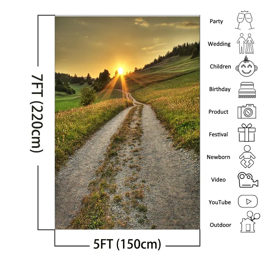 Con Đường Nông Thôn Chụp Ảnh Bối Cảnh Hoàng Hôn Phong Cảnh Thiên Nhiên Phông Nền Để Chụp Ảnh Phòng Thu Nước Làn Nền Đạo Cụ