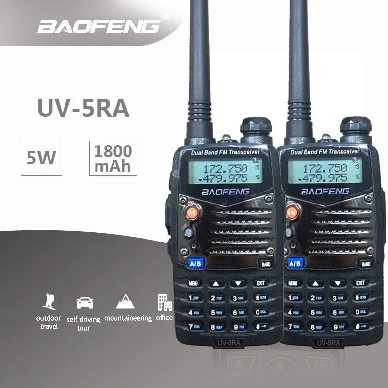 2 قطعة طويلة المدى BAOFENG UV-5RA اسلكية تخاطب نقال UHF VHF 128CH تحديث UV-5R هام الإرسال والاستقبال التواصل لموتورولا