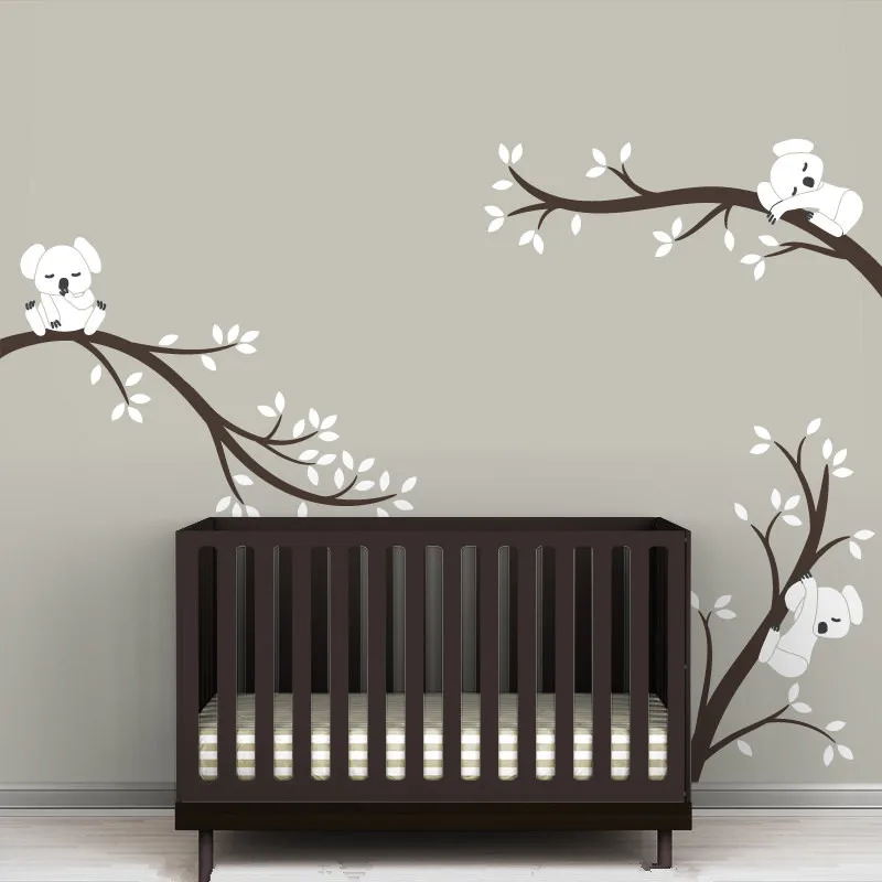 

Oversize Removable Koala Tree Branches DIY Wall Decals Nursery Vinyls Baby Wall Art Stickers For Kids Rooms Custom Color D504