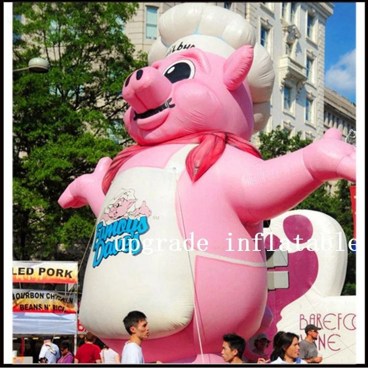 Cartoon Character Pig Giant Inflatable Pig Balloons Chef Pig for Restaurant Advertising