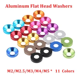 50pcs M2 M2.5 M3 M4 M5 M6 Aluminum Alloy Countersunk Head Washers For Flat Head Screw Bolt Gasket Aluminum Cone Washer Anodized