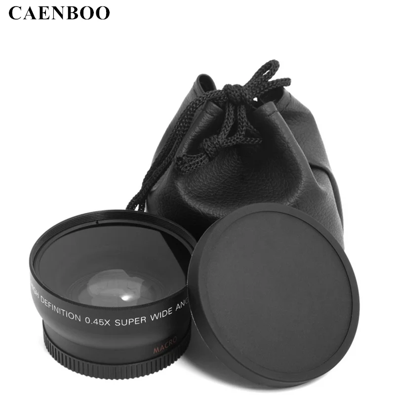 CAENBOO 0.45x37mm 43mm 46mm 49mm 52mm Wide Angle Macro Lens Wide-Angle Camera Lens For Canon EOS Nikon For Sony Lens Accessories