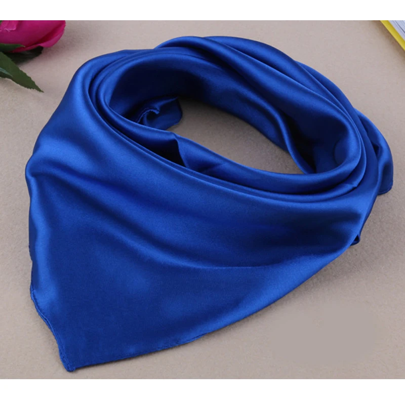 

Four seasons new Solid Color Women Silk Scarf Fashion Airline stewardess Occupation 60X60cm small Kerchief Party Gift F1044