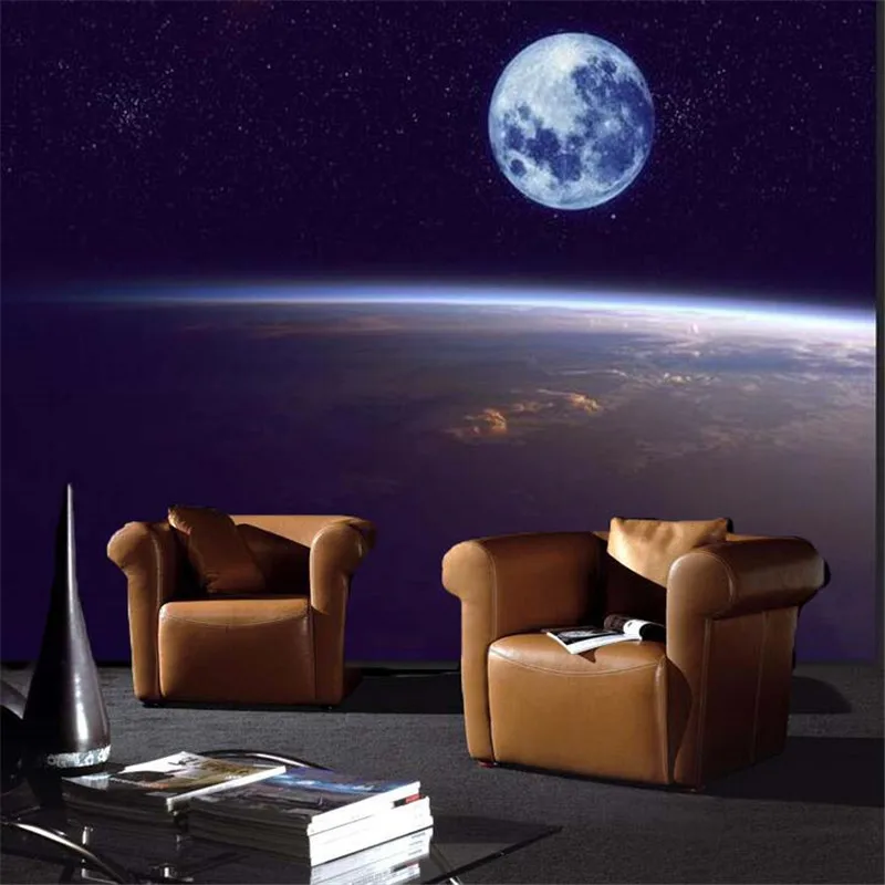 

beibehang photo wallpaper 3D stereoscopic living room sofa bedroom TV background wallpaper universe stars sky night earth mural