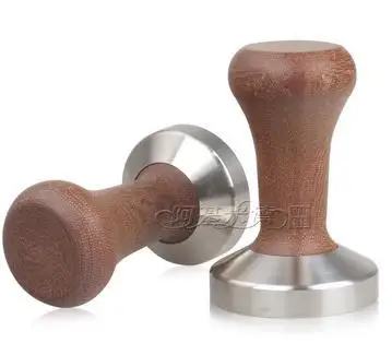 FeiC (Wooden Handle 58mm)Generic Stainless Steel Coffee Tamper Barista Espresso Tamper Base Coffee Bean Press