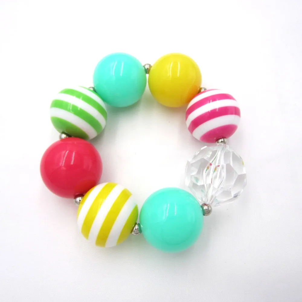 2020 New Arrival Striped Chunky Beads Strand Bracelets Toddler Kids Girl Birthday Gifts Bubblegum Bangle Party Dress Up Jewelry