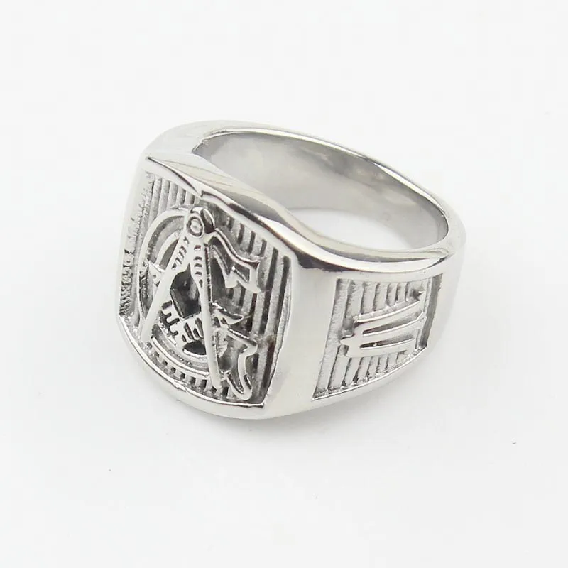 Free Mason  Silver Color  316L Stainless Steel  Men's Ring