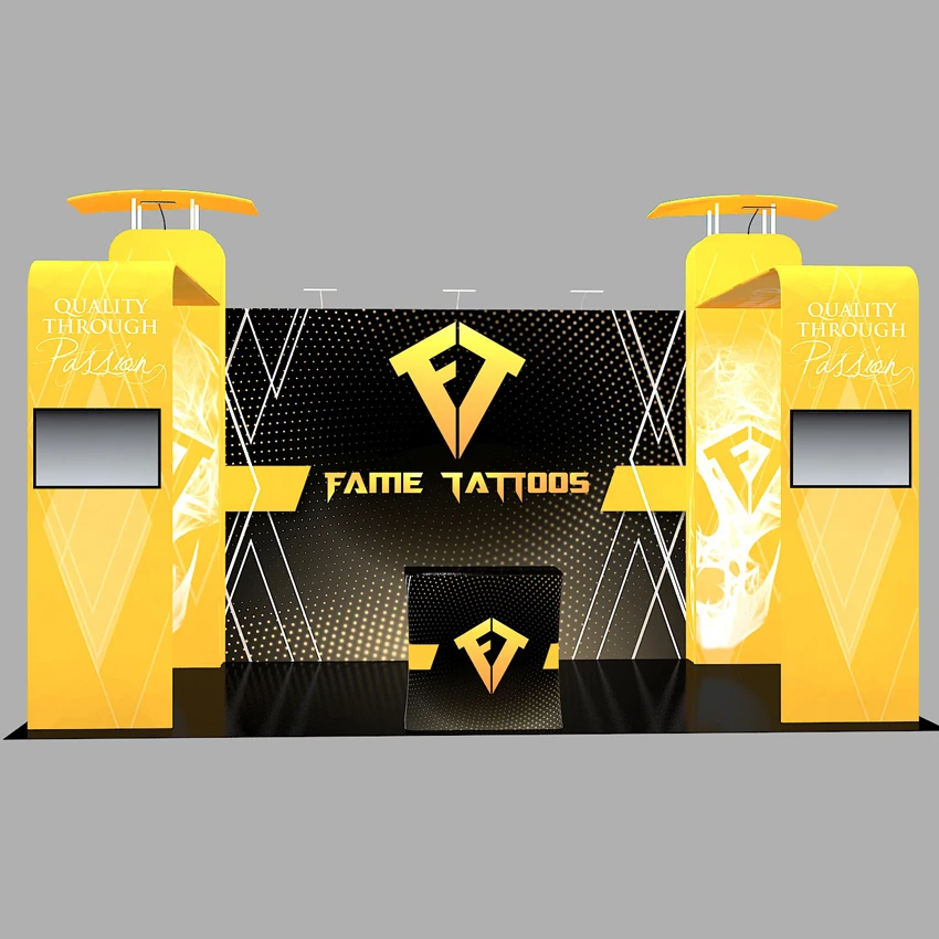 20ft custom portable trade show display booth Sets with Lights counter TV brackets pop up stand back wall #21