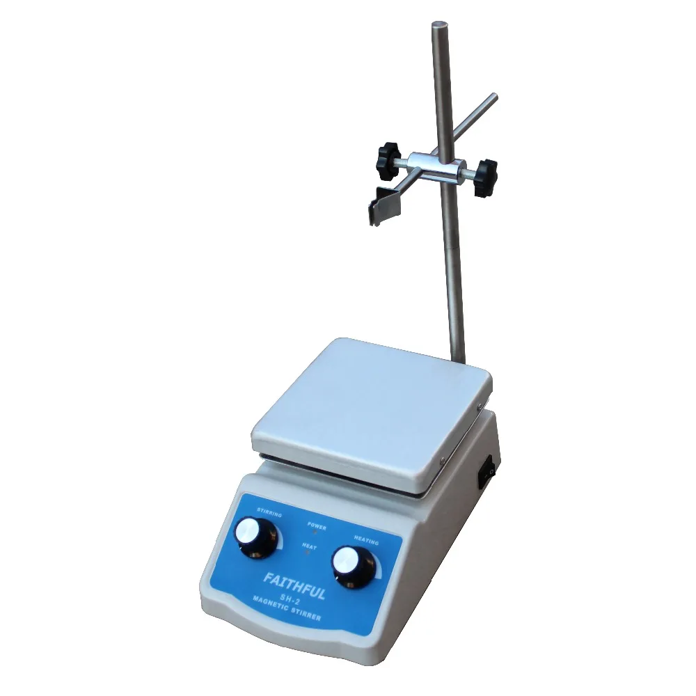 SH-2 Laboratory Magnetic Stirrer With Heating 2L, 100~2000RPM, 220V/110V ,With Support Pole and Magnetic Stir Bars