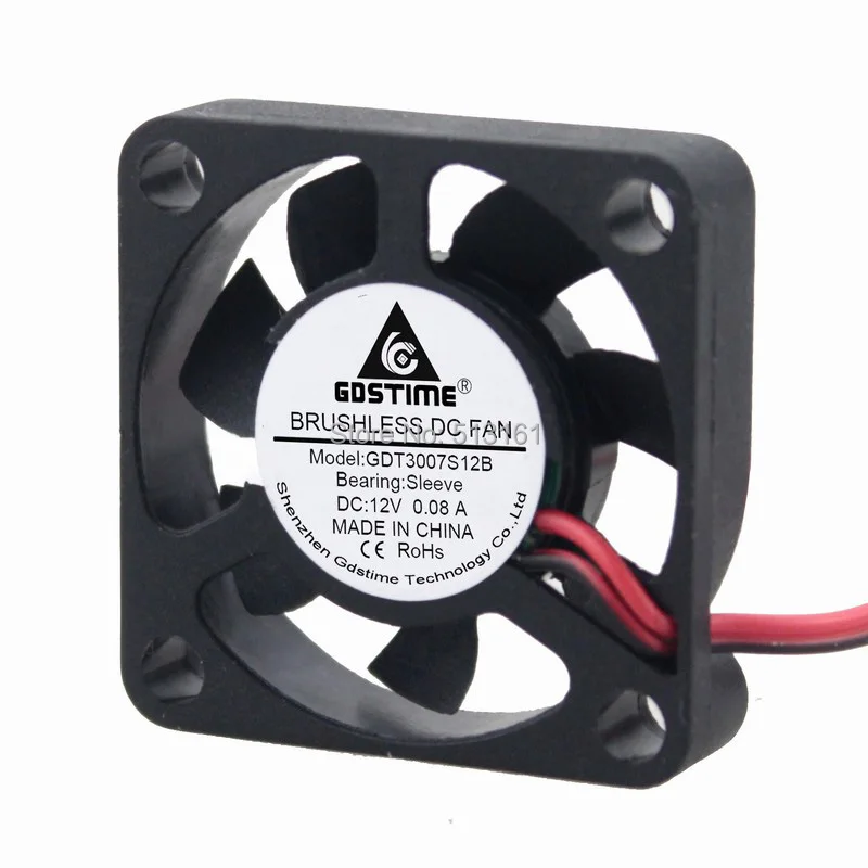 2PCS Gdstime 3007 2Pin 3cm 30*30x7mm 30mm 12V DC Motor Mini Brushless Cooler Cooling Fan