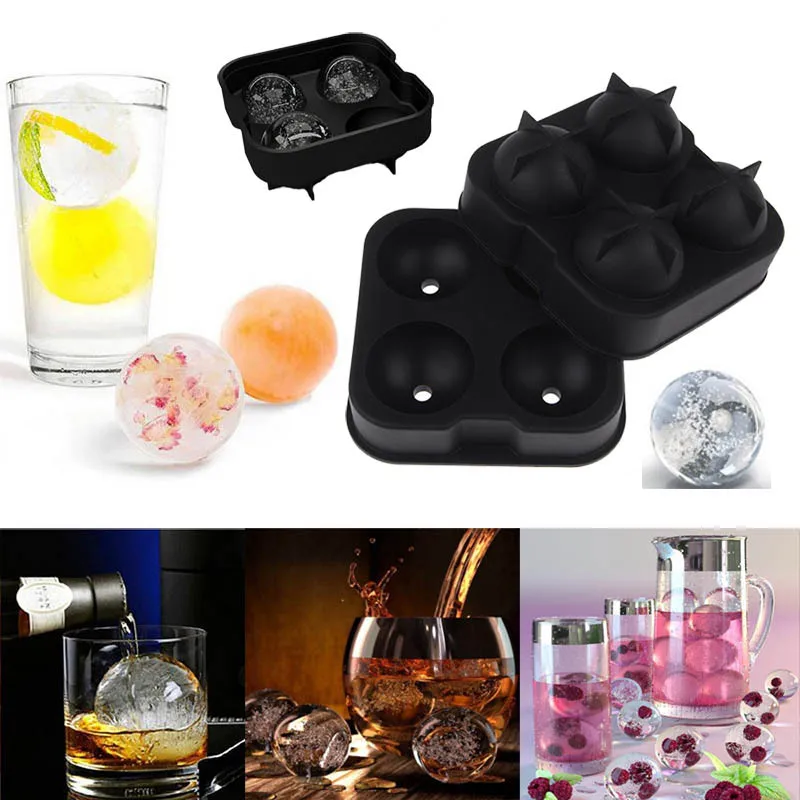 WALFOS  FOOD GRADE Silicone Ice Cube Tray Ice Ball Maker Party Bar Tool Round Silicone Ice Ball Mold for Whiskey Cocktail