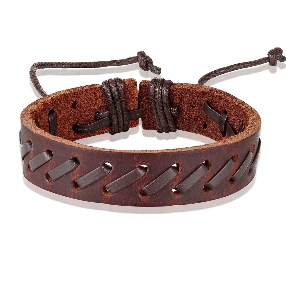 TYO Bohemia Lace-up Style Geometric Twining Rope Chain PU Leather Bracelet For Men Black & Brown Color Chain Accessories Jewelry