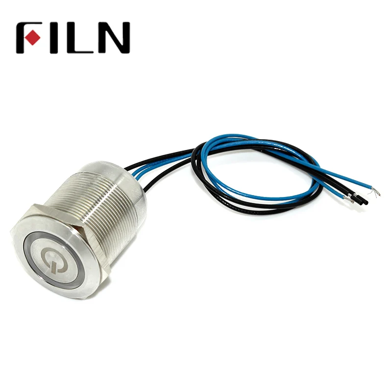 

1pc 25mm Lock unlock momentary latching ON OFF Shortest IP68 Waterproof 12V 24v 220v blue LED Push Button Switch