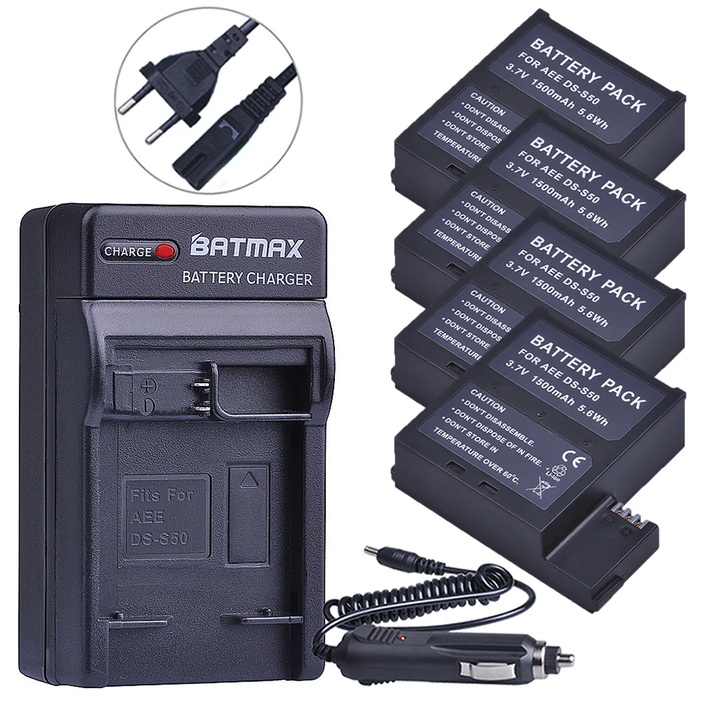 

1500mAh DS-S50 DSS50 S50 4pcs Camera Battery+Digital EU Charger for AEE DS-S50 S50 AEE D33 S50 S51 S60 S71 S70 Cameras Battery