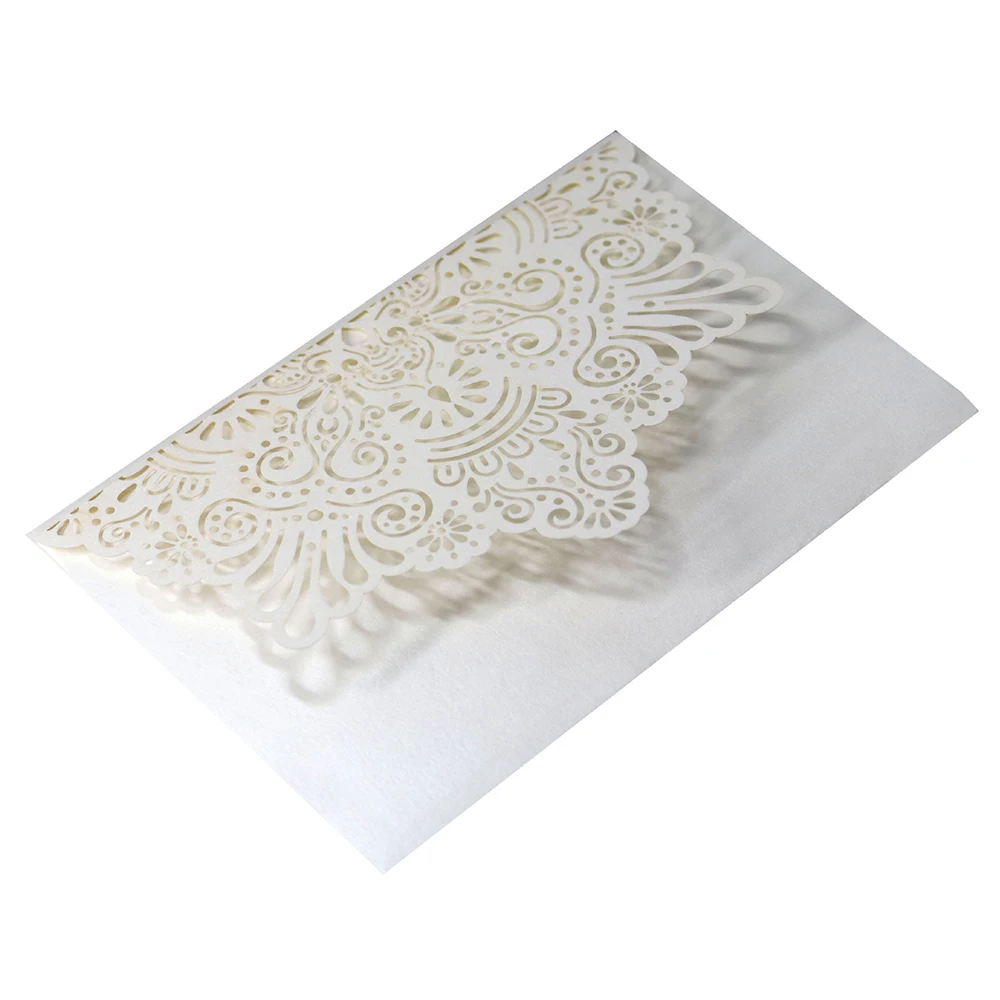 10Pcs Laser Cut Noble Flora Invitations Card Elegant Lace Favor Envelopes Wedding Party Decor