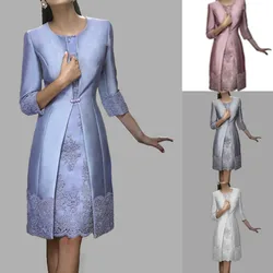 Elegant Mother of the Bride Dresses with Jacket Evening Gowns Satin Lace Party Wedding Guest Dress Custom Mother's Suits