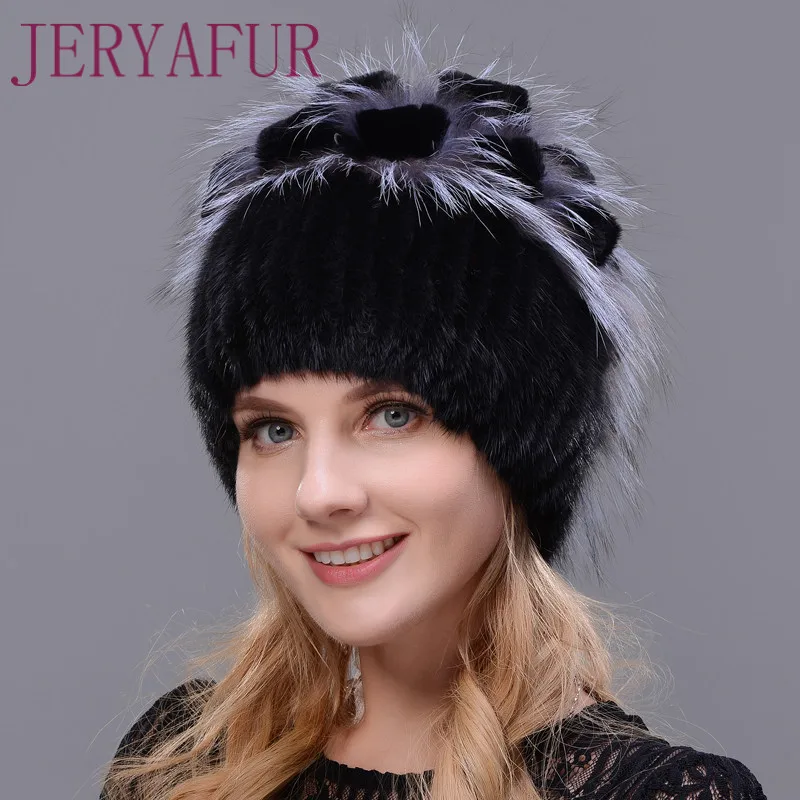 JERYAFUR Women\'s Fur Hat For Winter Naturally Rabbit Rex Fox Fur Hat  Female Fur Headwear  New Fashion Warm Cap