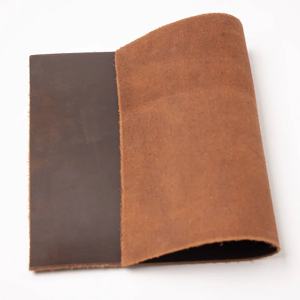 Thick cowhide genuine leather 1.8 to 2.2 mm square piece cowhide Crazy Horse First Layer Tanned cow skin hide brown