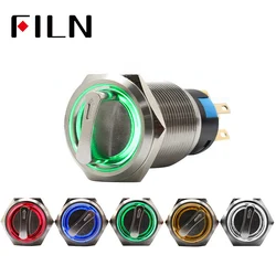 19mm 2 3 position selector rotary switch push button switch dpdt latching on off 12v led illuminated