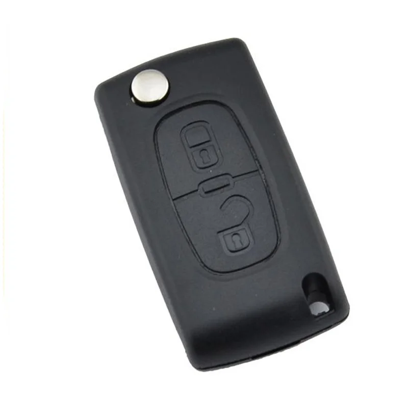 PREISEI 20pcs/lot 2 Buttons CE0536 No Groove Flip Car Remote Key For Peugeot 307 Key Blanks Shell With Battery Clip