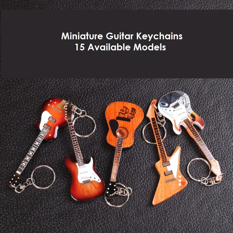 IM Wooden Miniature Guitar Keychain with 15 Different Models Available, Double Necks Guitar