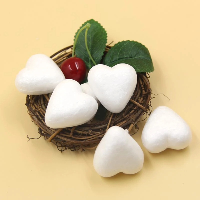 50PCS 4CM Heart Shape Modelling Polystyrene Styrofoam Foam Ball DIY Gifts Christmas Ornaments Birthday/Wedding Party Decoration