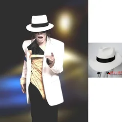 Classic MJ Michael Jackson Smooth Criminal With Name White FEDORA Wool Hat Trilby Collection