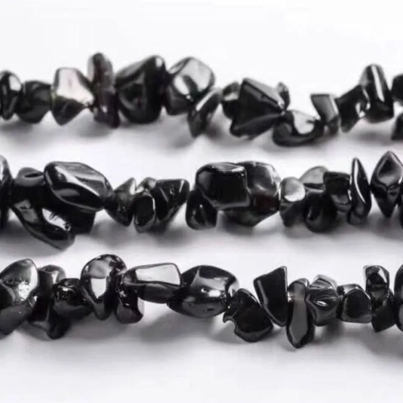 3-5x6-8mm Black Obsidian Beads Natural Freeform Chips Stone Beads For Jewelry Making Beads 32\'\' Needlework DIY Beads Trinket