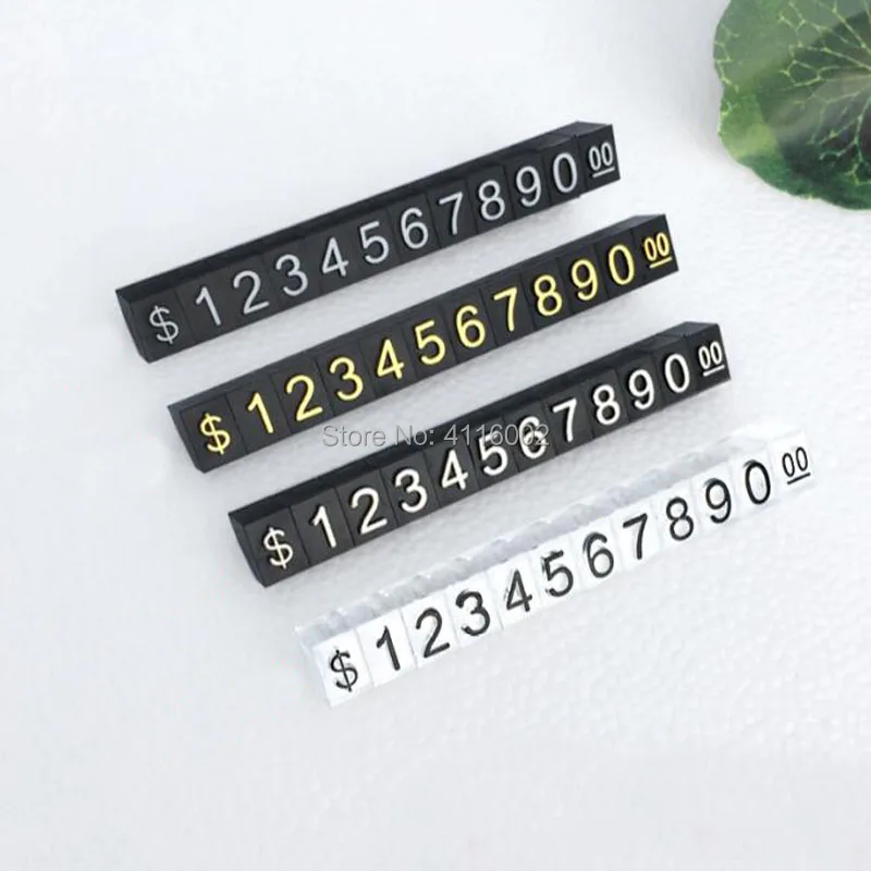 300pcs Mini Combined Price Tags Desk Sign Stand HK US Dollar Adjustable Number Pricing Tag Block Jewelry Price Cube