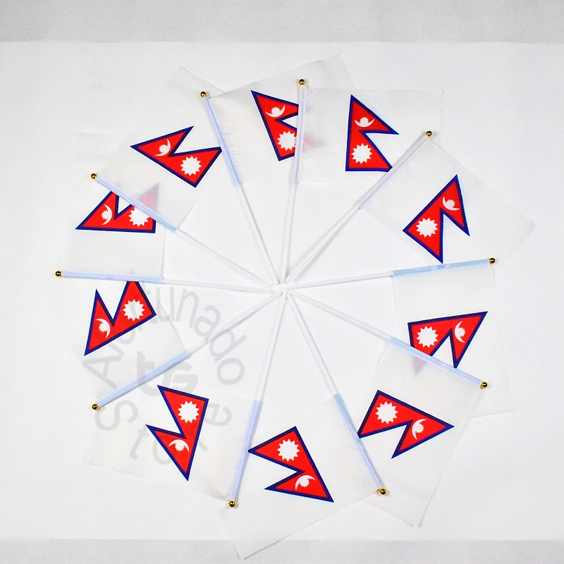 Nepal 14*21cm 10pieces Banner  Hand waving Flag Nepal  National Flag for meet,Parade,party.Hanging,decoration