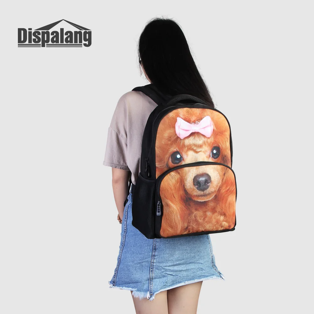 Dispalang 3d golfinho impressão mochilas do ensino médio para meninas adolescentes animal tubarão sacos de escola bookbag feminino lona pacote