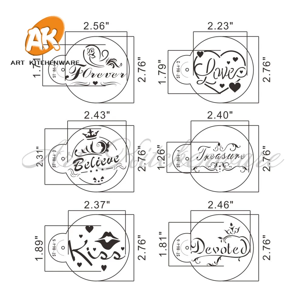 Valentine Cookie Stencil Set Cake Tools Cupcake Stencil Template Cake Decorating Tools Kitchen Accessories Pastry Tools ST-864