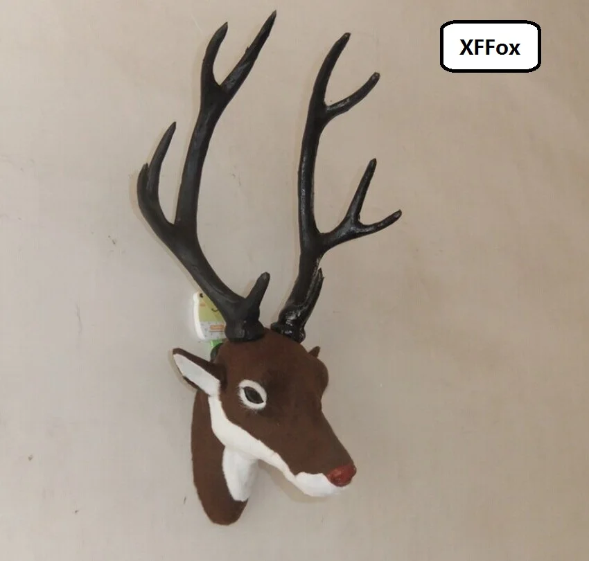 

simulation deer head model polyethylene&furs brown sika deer head wall pandent doll gift 25x26x43cm xf948