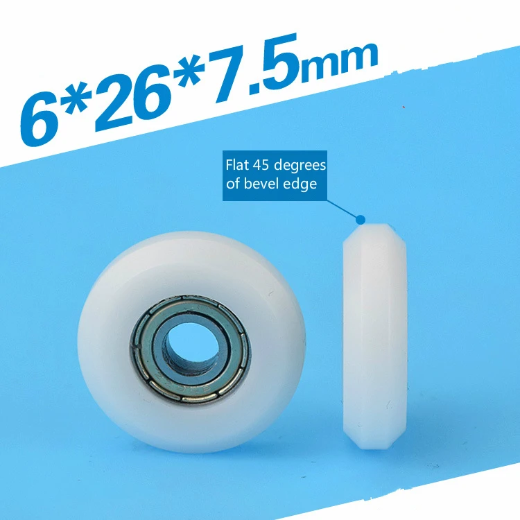 6*26* 7.5 mm  Y type inner surface bearing pack glue roller plastic coated nylon engraving machine 3 d printers orbit