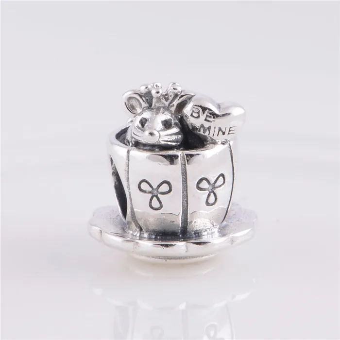 

Vintage Enchanted Mouse in Cup Charm Beads 925 Sterling Silver Jewelry Fairy Animal Beads Fits Pandora Bracelet Diy Making