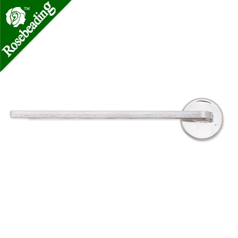 58.5x10mm Imitation Rhodium Plated Brass Bobby Pin With bezel,fit 10mm glass cabochon,length is 58.5mm,sold 50pcs/lot-C3542